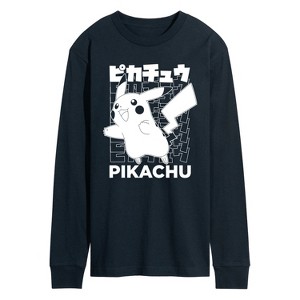 Men's - Pokémon - Pikachu Kanji Long Sleeve Graphic T-Shirt - 1 of 4