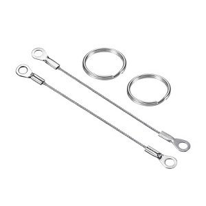 Unique Bargains Stainless Steel Retractable Thin Lanyard Cables with Key Rings 10 Pcs - 1 of 4