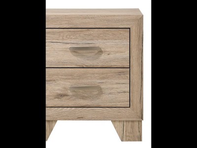 Natural Washed Oak 2-Drawer Wooden Nightstand