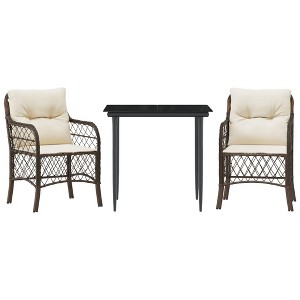 vidaXL Bistro Set Brown, Cream White, Black - 1 of 1