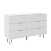 6 Drawers Fluted Dresser for Bedroom, Wooden Dresser TV Stand, Metal Modern Chest of Drawers Clothes Storage Organizer for Closet Living Room Hallway - 2 of 4