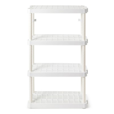 Adjustable White Resin 4-Tier Kids Storage Shelf, 32.4" L