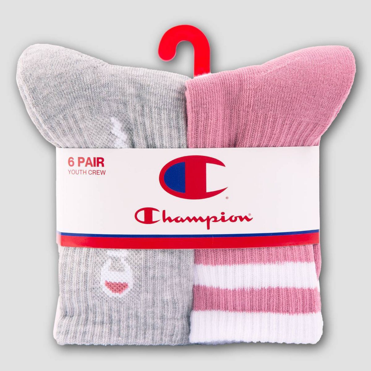 Champion Girls' 6pk Crew Socks - Pink - thumbnail 3