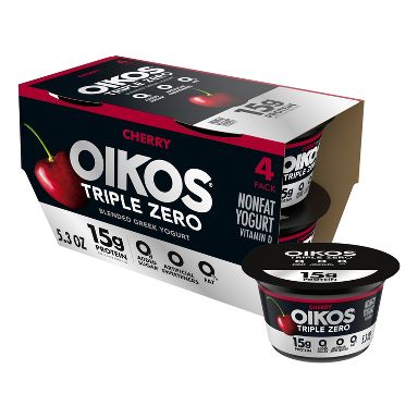 Oikos Triple Zero Cherry Greek Yogurt - 15g Protein 4ct/5.3oz Cups