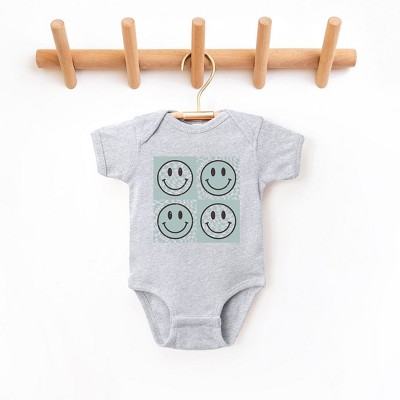 The Juniper Shop Four Checkerboard Smiley Faces Baby Bodysuit