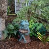 16" Frog Holding a Flower Magnesium Oxide Bird Feeder/Birdbath Statue Green - Alpine Corporation: Outdoor Animal Sculpture - image 2 of 4