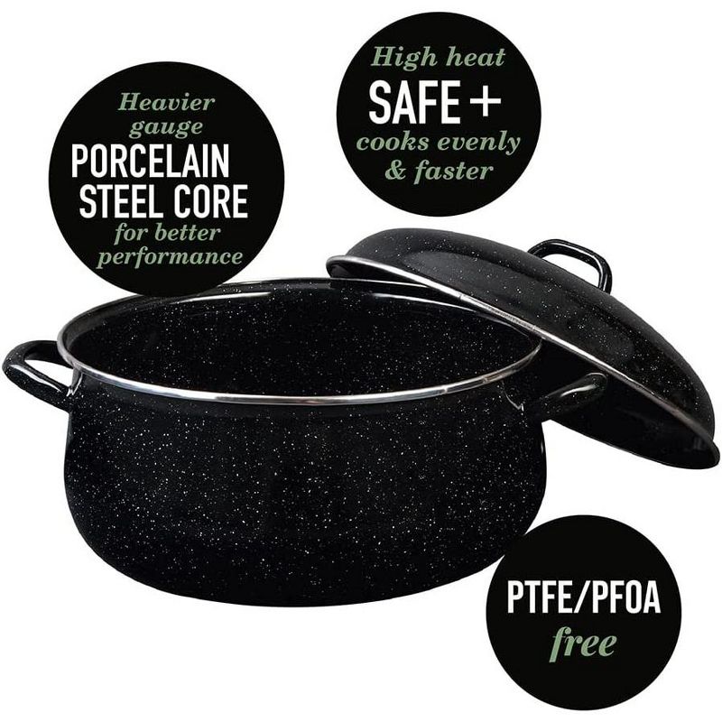 Granite Ware 9.5 QT. Heavy Gauge Dutch Oven with Lid Speckled Black Stainless Steel Rim, 2 of 5