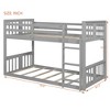 Zevemomo Low Twin Over Twin Bunk Bed, Solid Pine Wood Frame with Built-in Ladder, Converts to 2 Twin Beds, Space-Saving Floor Bed for Bedroom,Gray - 4 of 4