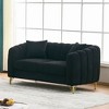 63" Chenille Loveseat Sofa, Luxury 2-Seater Tufted Couch with Gold Metal Legs, High-Density Foam, Throw Pillows, 500 lbs Capacity - 2 of 4