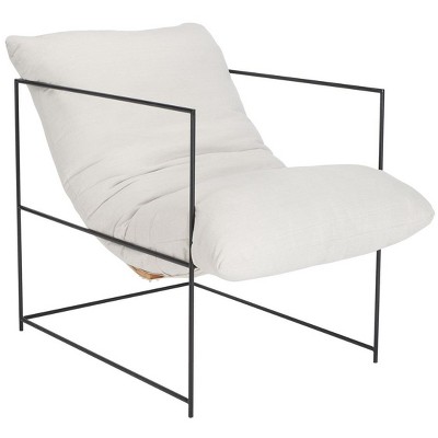 Ivory Pillow Top Luxe Accent Chair with Black Iron Frame