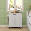 GlasFlength Kitchen Carts and Islands Rolling Kitchen Table Storage Island Mobile Buffet Server Table for Dining Room, White, 29.9"*15"*34.1" - 2 of 4