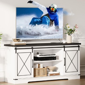 Farmhouse TV Stand for TV up to 65 in and Entertainment Center with Sliding Barn Doors and Adjustable Shelf,Media Console Table with Storage Cabinet - 1 of 4