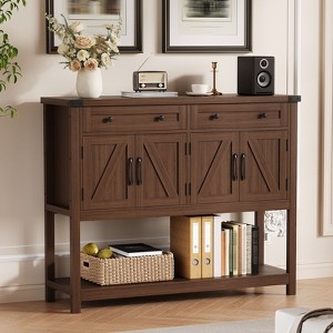 47" Sideboard Buffet Cabinet, Wooden Coffee Bar Cabinet with 2 Drawers, Entryway Console Table, Floor Cupboard Cabinet for Kitchen Living Room - 1 of 4