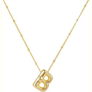 Personalized Balloon Letter Necklace 14K Gold Plated Alphabet Jewelry - 1 of 4