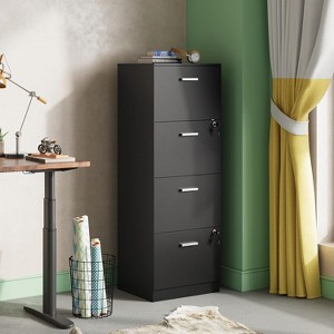 GALAXHERO 4-Drawer Vertical File Cabinet with Lock - Wood Storage Organizer for Home Office, Fits A4/Letter Size Files - 1 of 1