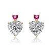 Guili Sterling Silver 14k Gold Plated Two-Stone Heart Dangle Earrings with Colored Cubic Zirconia, Elegant & Versatile for Any Occasion - 2 of 2
