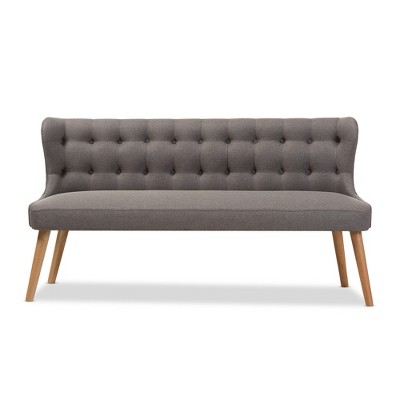 Melody Retro Brown Tufted Fabric 3-Seater Settee Bench