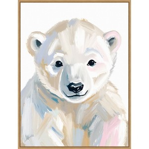 Amanti Art Polar Bear Cub by Ohkimiko  Framed Canvas Wall Art - 1 of 4