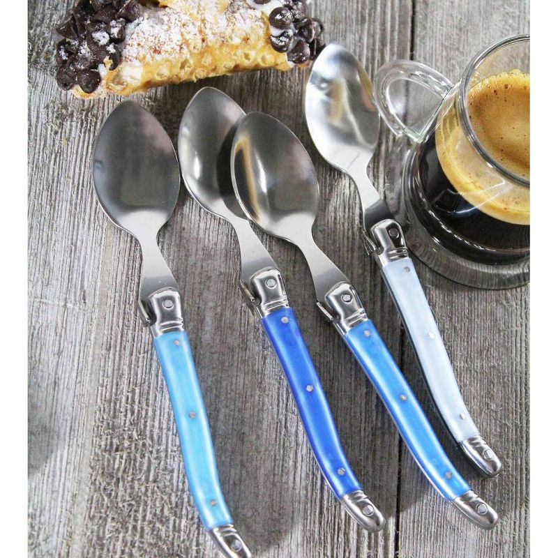 French Home Laguiole 4pk Stainless Steel 4pk Coffee Spoons Blue, 3 of 6