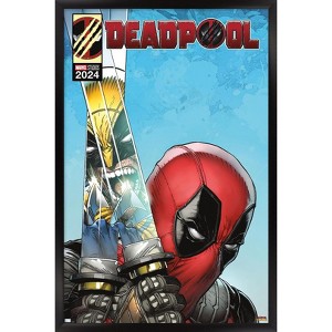 Trends International Marvel Deadpool & Wolverine - Homage Cover Deadpool Swords Framed Wall Poster Prints - 1 of 4