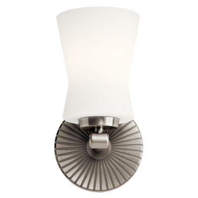 Brianne Classic Pewter 1-Light Wall Sconce with Seco Glass