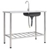 vidaXL Camping Sink Single Basin with Tap Stainless Steel - 4 of 4