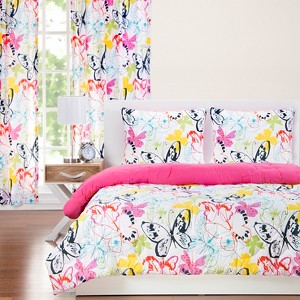 Full/Queen Flutterby Reversible Comforter With Sham Set - Crayola