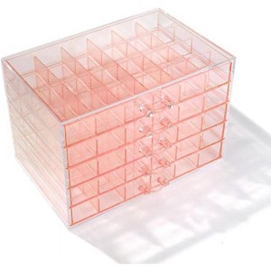 5-Drawer Acrylic Jewelry Organizer with 120 Grids, Clear Drawer Storage Box with Compartments - 1 of 4