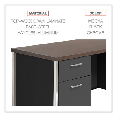 Mocha and Black Executive Steel Credenza with Filing Cabinet