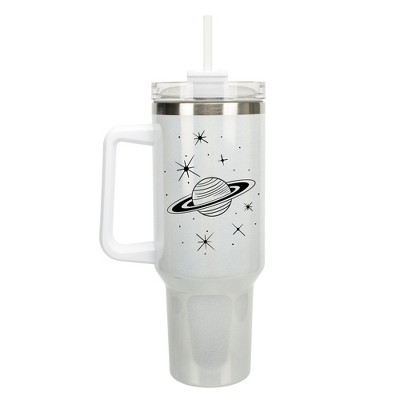 Elanze Designs Saturn Planet Rings Galactic Stars 40 oz. Stainless Steel, Large Water Bottle Coffee Mug, Spill & Leak Resistant, Thermal Travel