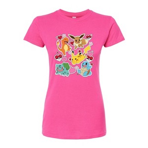 Women's - Pokémon - Valentine's Day Heart Sticker Fitted Graphic T-Shirt - 1 of 2
