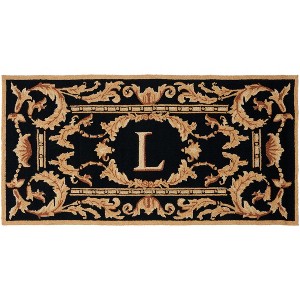 Monogram MON219 Hand Hooked Outdoor Door Mat - Black - 2'6"x4' - Safavieh - 1 of 2
