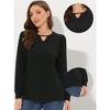 Allegra K Women's Casual Cut Out Keyhole Collared Long Sleeves Solid Tops - 2 of 4