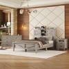 Full Size Bedroom Set with Farmhouse Platform Bed, Sliding Barn Door Headboard, USB Charging, Nightstand and 6-Drawer Dresser-Maison Boucle - 2 of 4
