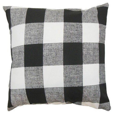 Black and white shop buffalo check outdoor pillows