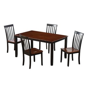 5pc Bloomington Dining Set Black And Cherry - Boraam: Rectangle Table, 4 Armless Chairs, Rubberwood - 1 of 4