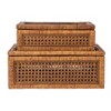 Storied Home Woven Wood and Rattan Display Boxes with Glass Lids, Set of 2 - 3 of 4