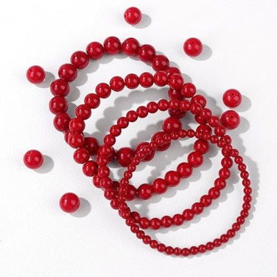 BRINJOY 4-Piece Root Chakra Bracelet Set - Red Gemstone Energy Bracelets for Grounding & Confidence