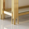 Vynxaria Top and Bottom Double Layer Tempered Glass Console Table and Mirror Finished Stainless Steel Frame - 4 of 4