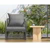 Modern Curved Back Aluminum Patio Accent Arm Chair,Outdoor Poolside Lounge Chair,Woven Rope Back Garden Armchair with Cushion-Coolbibila - 3 of 4