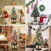 Clearance! 3 FT Artificial Pre-Lit Christmas Tree with Deer Lightbox, Vintage Potted Base, Snow Flocked, Easy Setup - 4 of 4