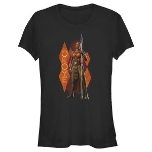 Juniors Womens Black Panther: Wakanda Forever Okoye Pattern T-Shirt - 1 of 4