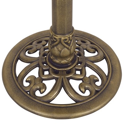 Antique Gold Freestanding Pedestal Bird Bath with Bird Accent