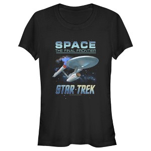 Juniors Womens Star Trek: The Original Series USS Enterprise Space The Final Frontier T-Shirt - 1 of 4