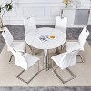 Maggift Dining Sets of 7, Table Chairs Set with White High-Gloss Tabletop and 6 Chairs for Dining Room or Kitchen, White, 15"*16"*37.4" - 4 of 4