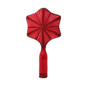 Santa Land 5.0 Inch Red Retro Mini Star Tree Topper Czech Republic Radiant Glittered Tree Toppers - 1 of 3