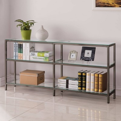 Black Nickel 3-Shelf Glass Console Bookcase