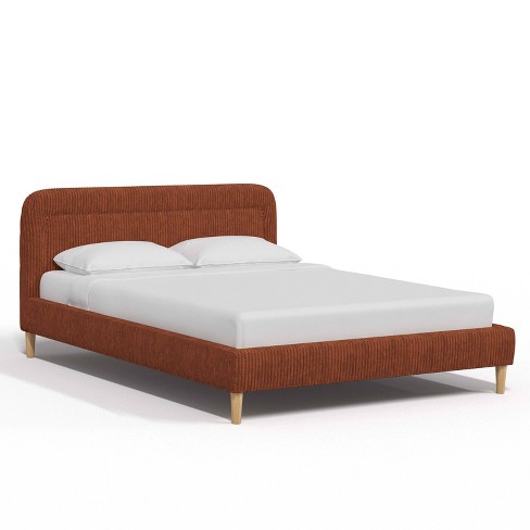 Skyline Furniture King Griffin Bordered Upholstered Platform Bed Corded ...