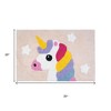 HomeRoots 32" Pink And Yellow Cotton Unicorns Youthful Bath Rug - 3 of 4