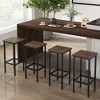 Tangkula 4PCS 26" Bar Stool Set w/Metal Frame Footrest Backless Counter Height Stool Brown - image 2 of 4